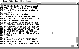 Simple Tester for ST BASIC Sound